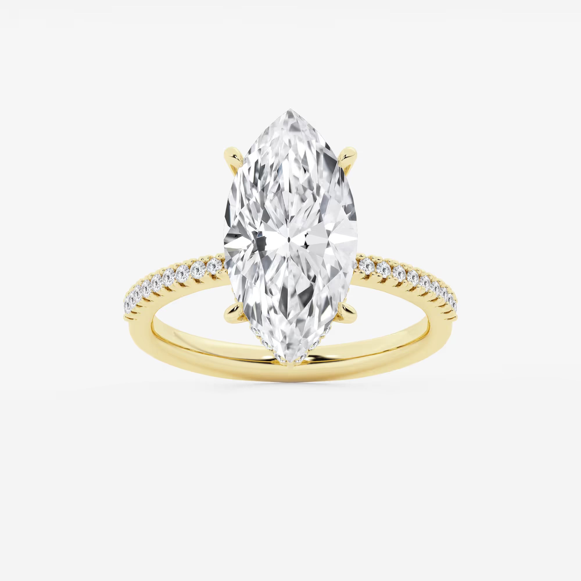 Serenité Marquise Lab-Grown Diamond Side Stone Engagement Ring