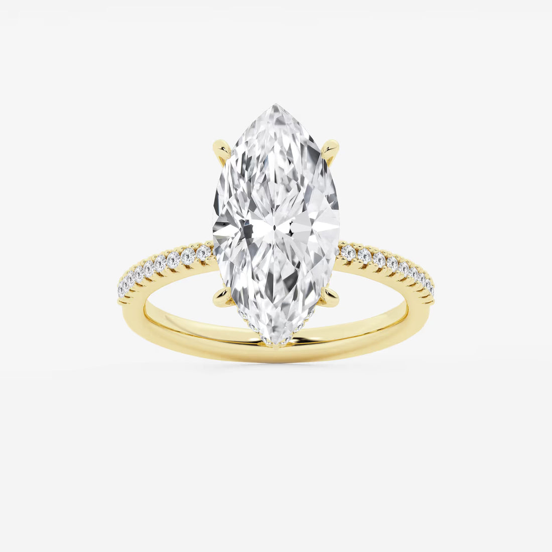 Serenité Marquise Lab-Grown Diamond Side Stone Engagement Ring