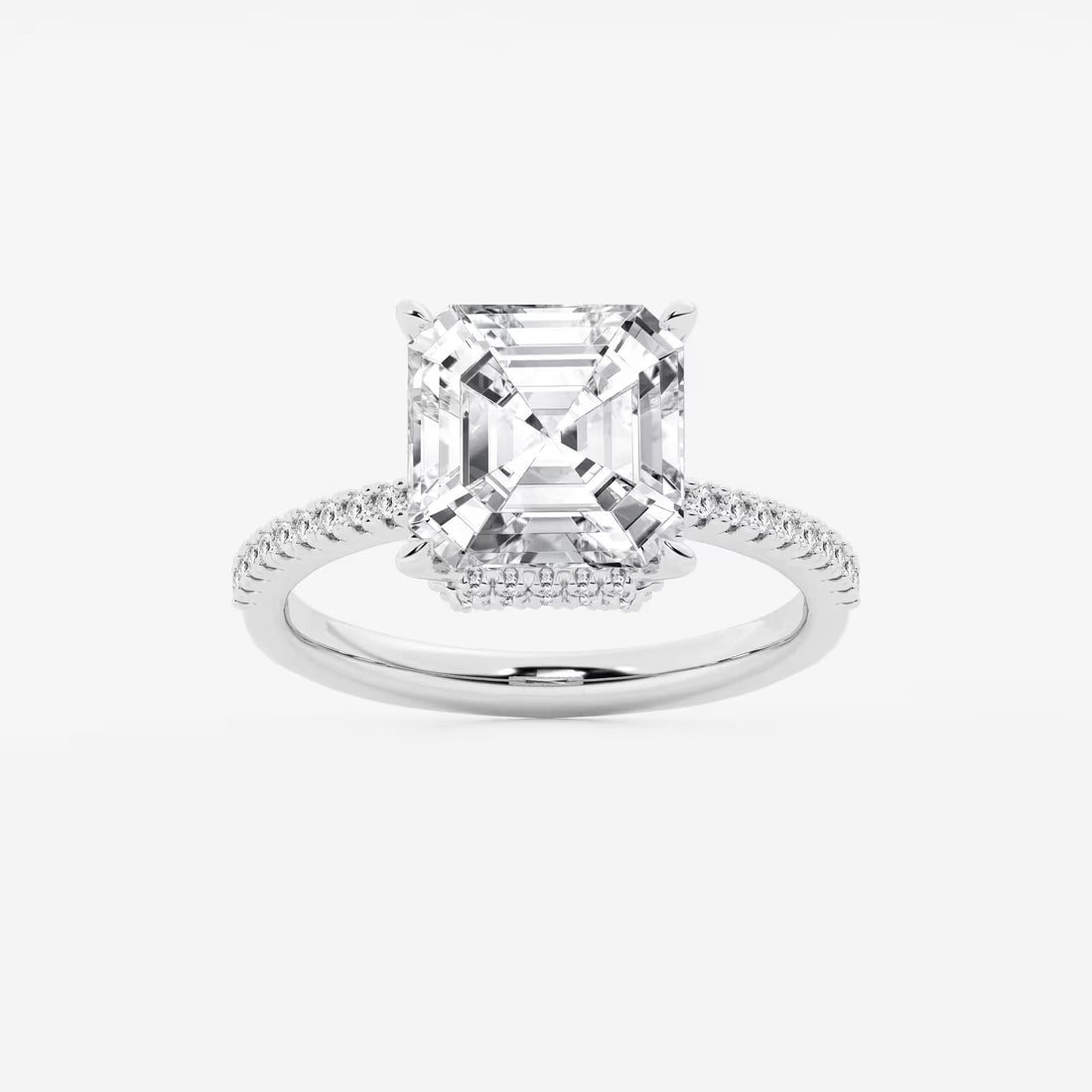 Lumina Asscher Lab Grown Diamond Side Stone Engagement Ring