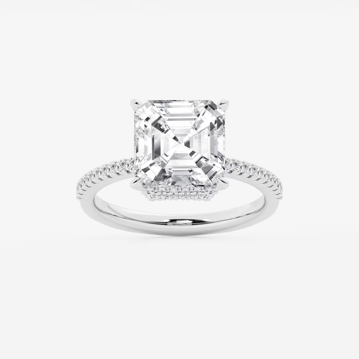 Lumina Asscher Lab Grown Diamond Side Stone Engagement Ring