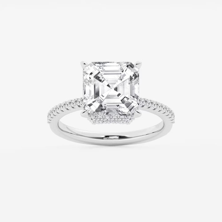 Lumina Asscher Lab Grown Diamond Side Stone Engagement Ring