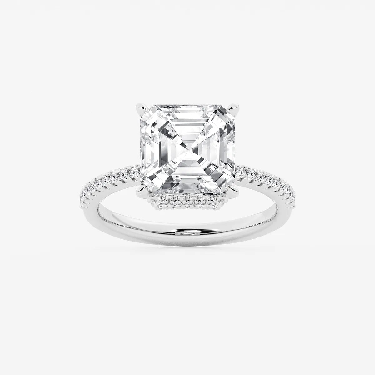 Lumina Asscher Lab Grown Diamond Side Stone Engagement Ring