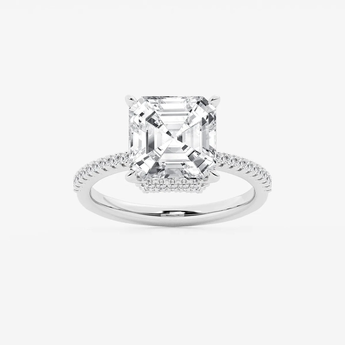 Lumina Asscher Lab Grown Diamond Side Stone Engagement Ring