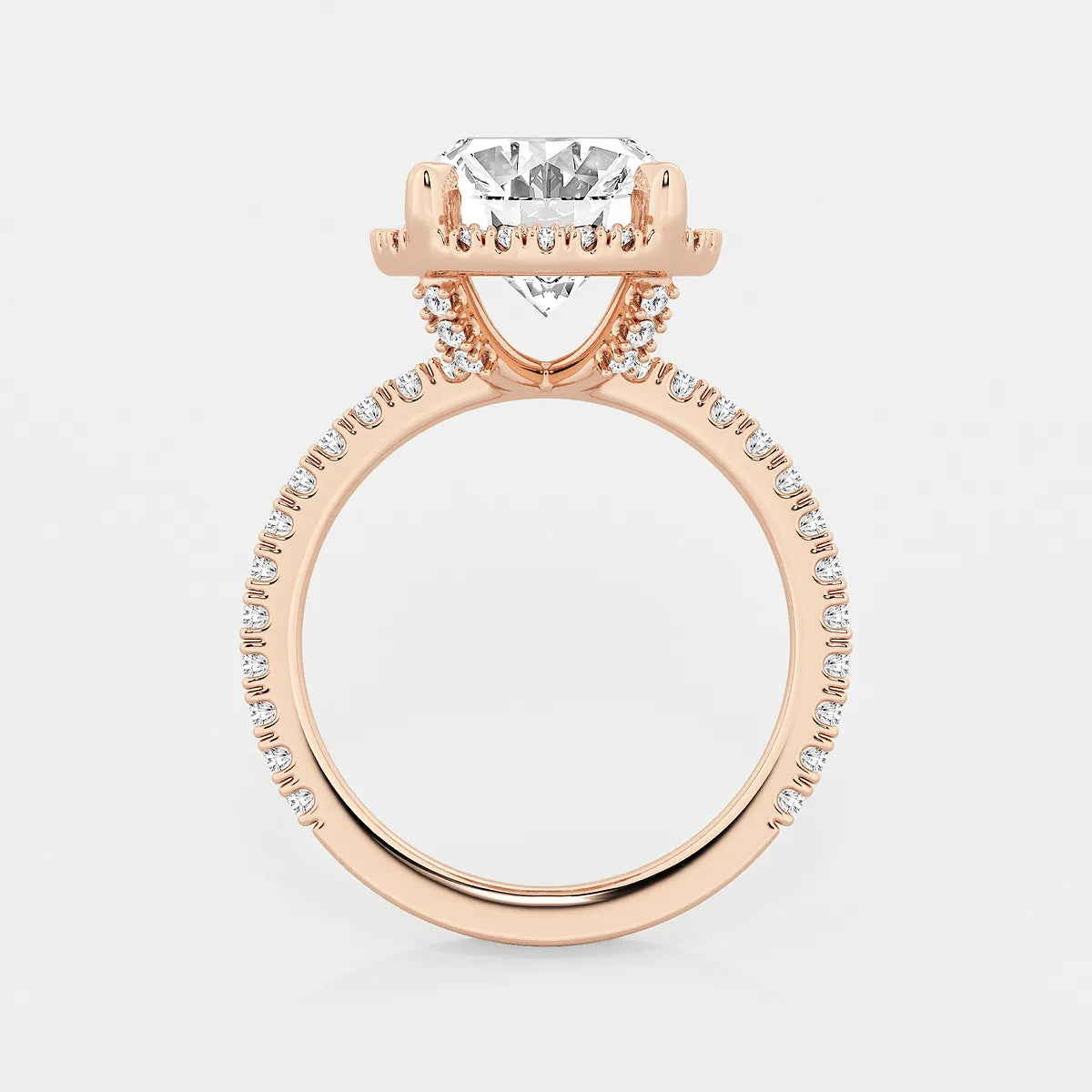 Oval Cut Lab-Grown Diamond Halo Engagement Ring with Pavé Band