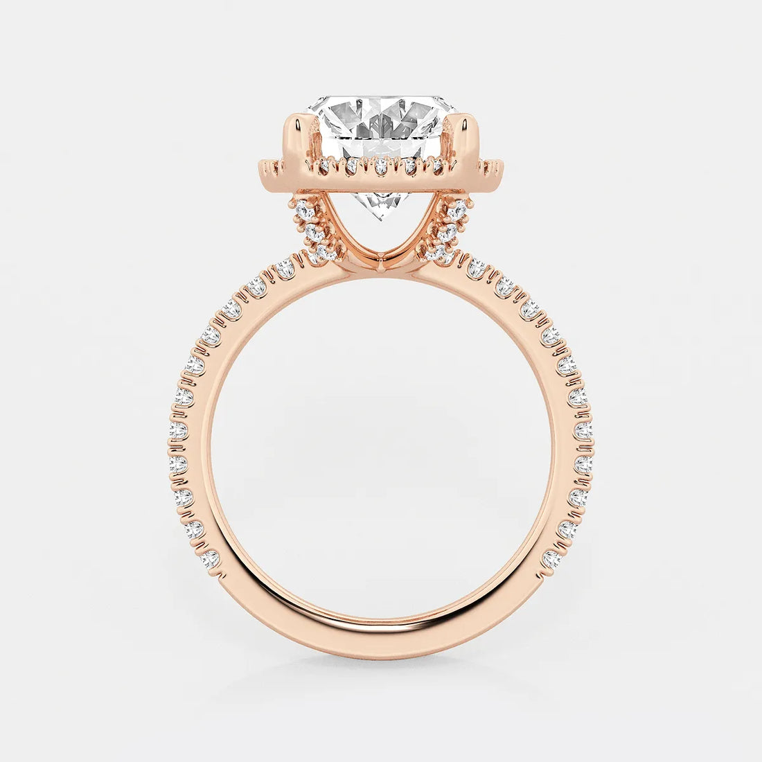 Oval Cut Lab-Grown Diamond Halo Engagement Ring with Pavé Band