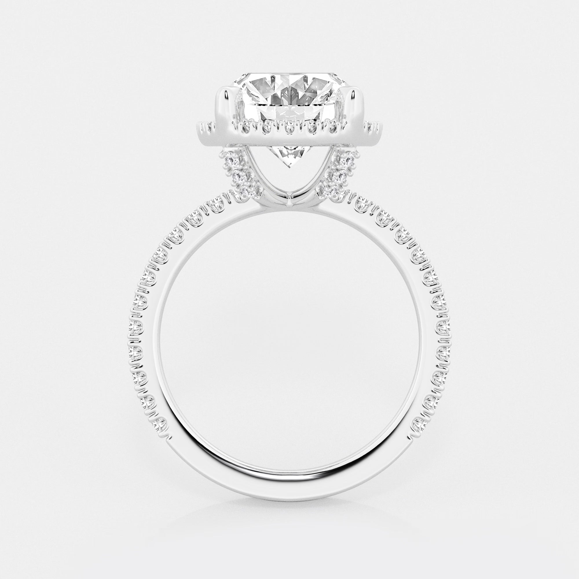Oval Cut Lab-Grown Diamond Halo Engagement Ring with Pavé Band