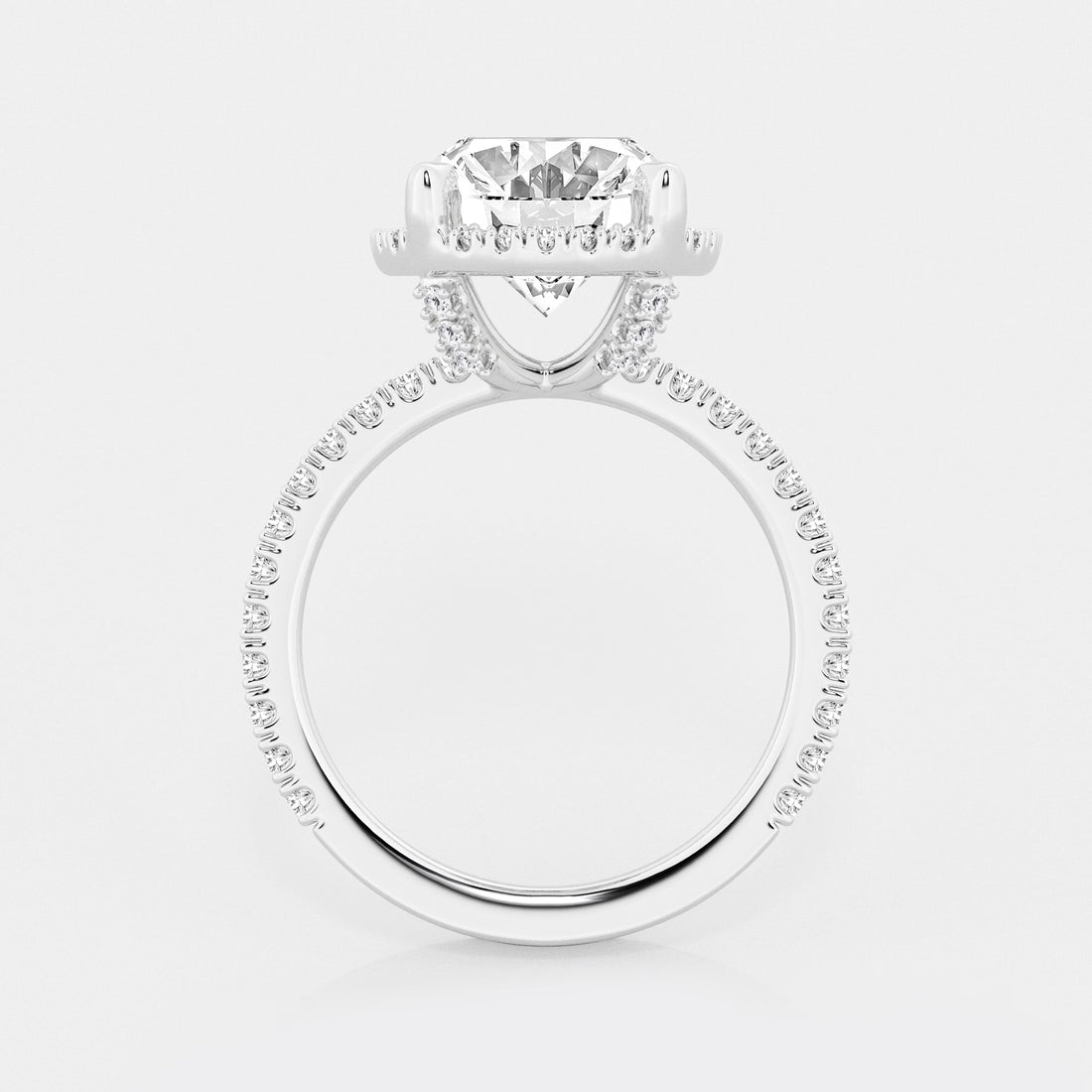 Oval Cut Lab-Grown Diamond Halo Engagement Ring with Pavé Band