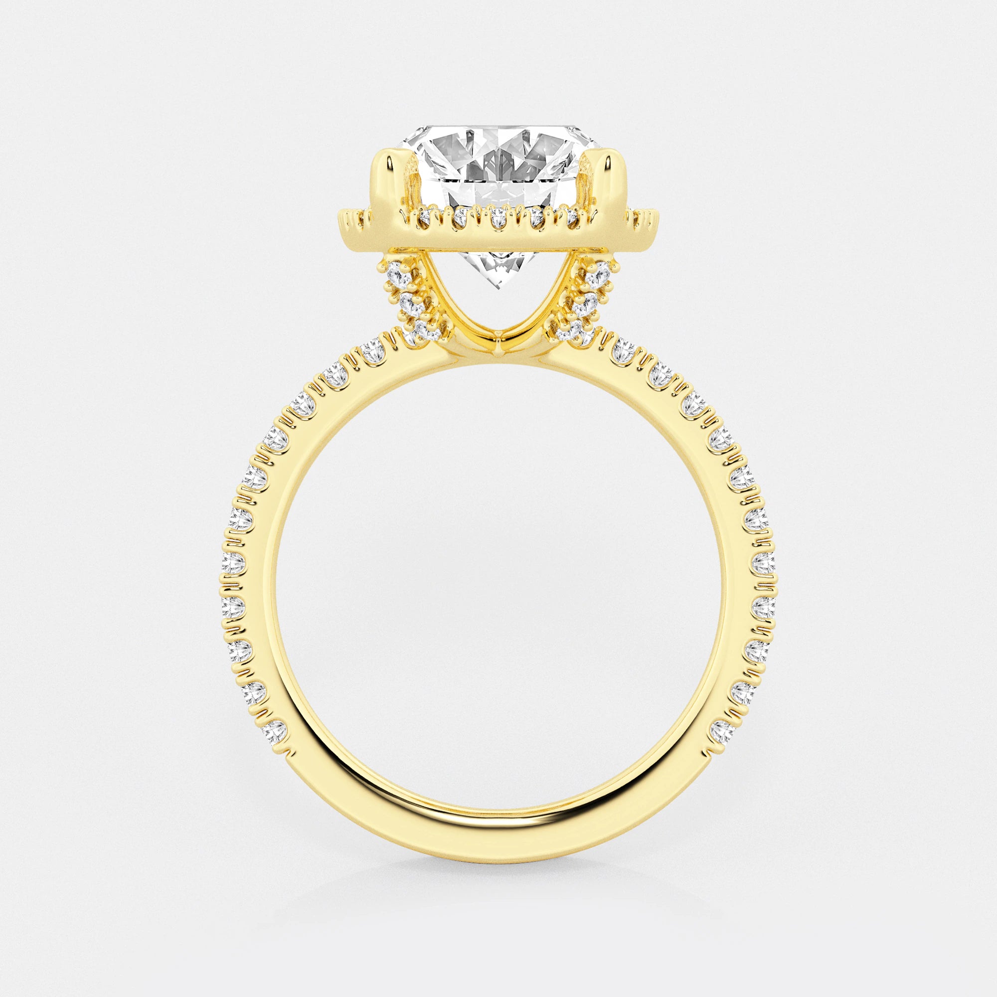 Oval Cut Lab-Grown Diamond Halo Engagement Ring with Pavé Band