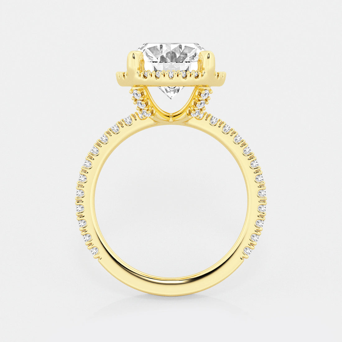 Oval Cut Lab-Grown Diamond Halo Engagement Ring with Pavé Band