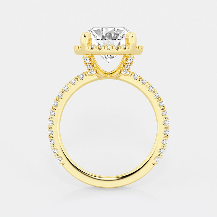 Oval Cut Lab-Grown Diamond Halo Engagement Ring with Pavé Band