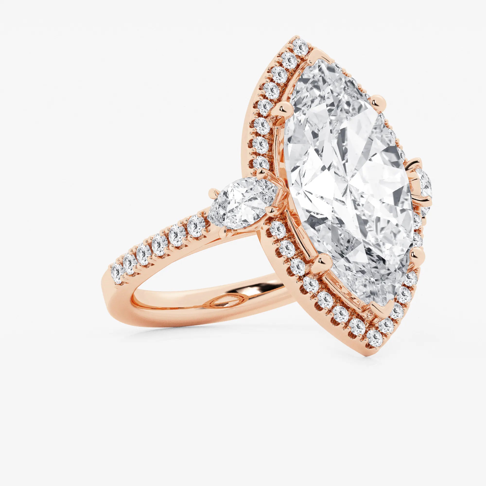Celestia Marquise Lab-Grown Diamond Halo Engagement Ring