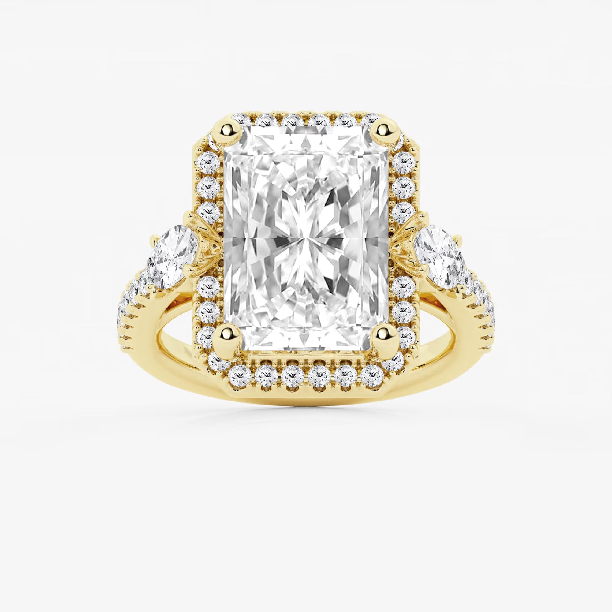 Miravelle Lab-Grown Diamond Double Row Halo Engagement Ring