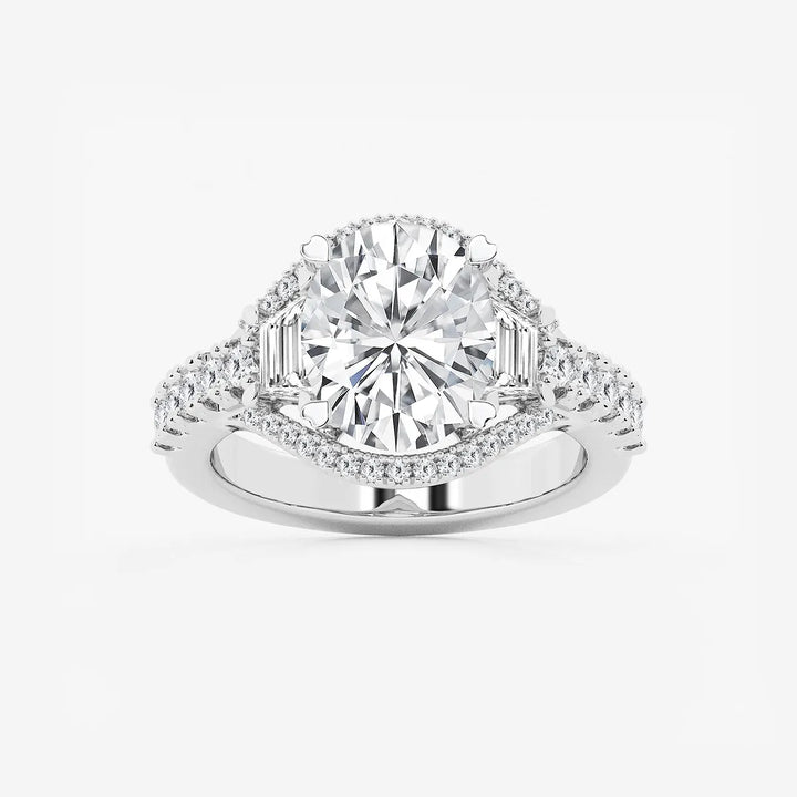 Aurelia Oval Lab Grown Diamond Trapezoid Side Stone Engagement Ring