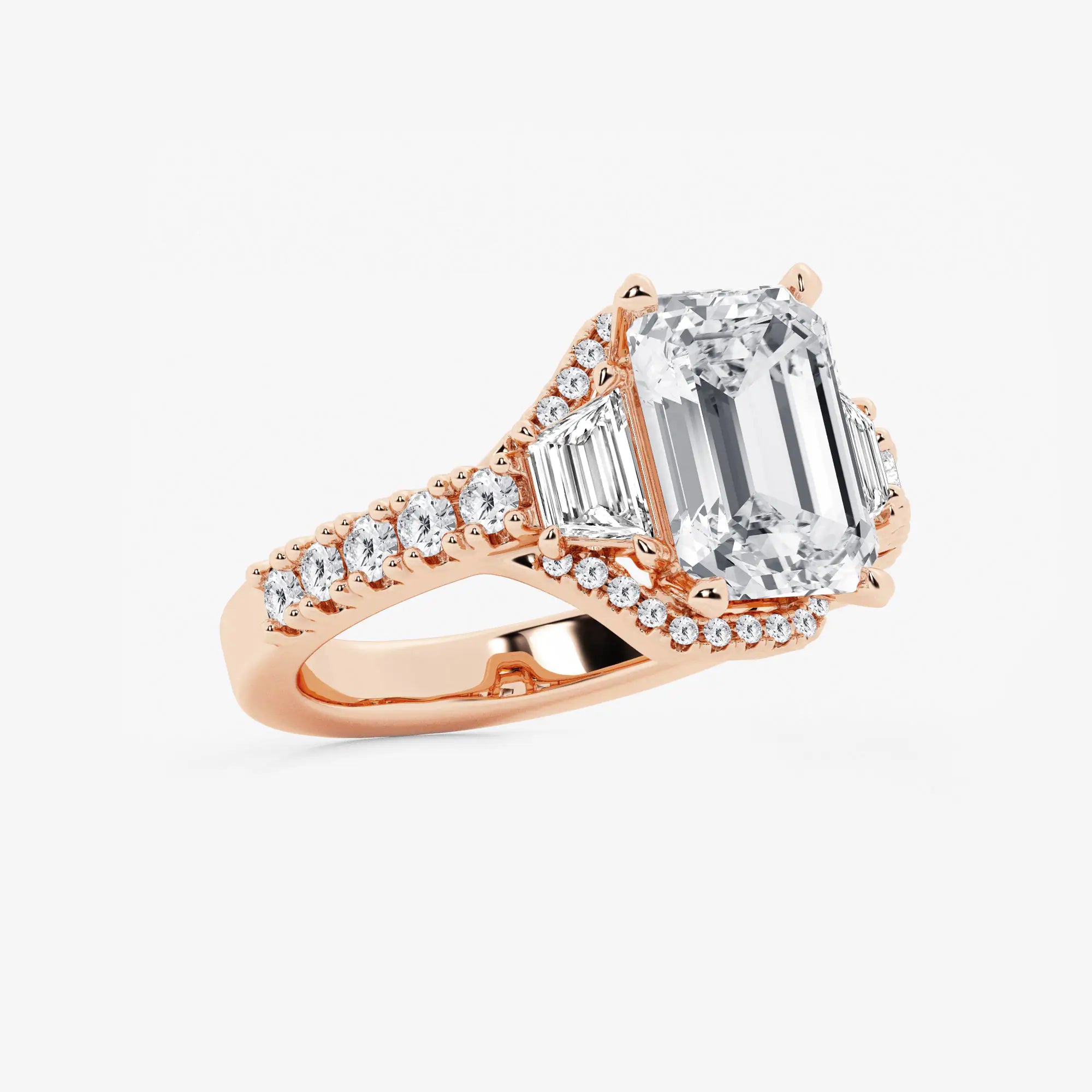 Emerald Cut Lab Grown Diamond Engagement Ring