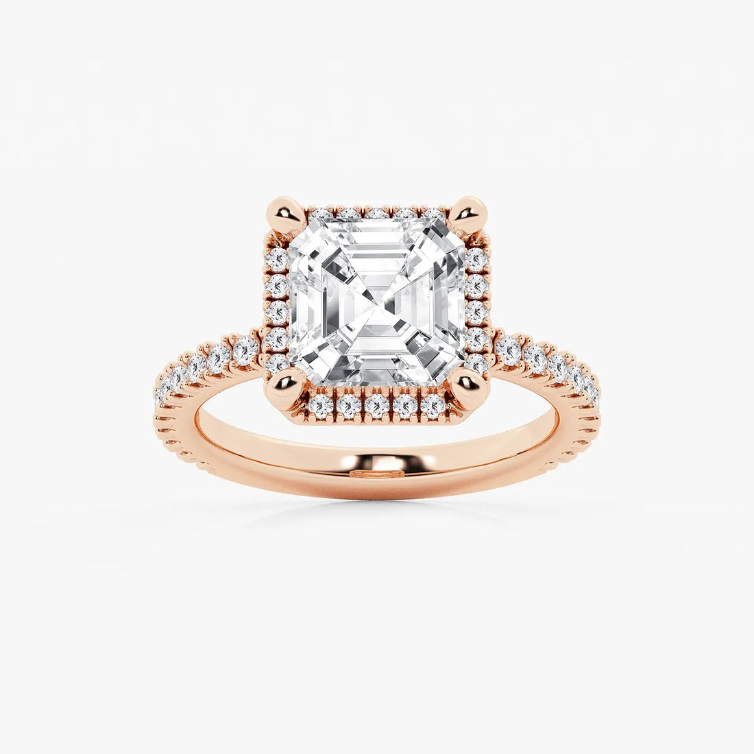 Elegant Asscher Lab Grown Diamond Halo Engagement Ring