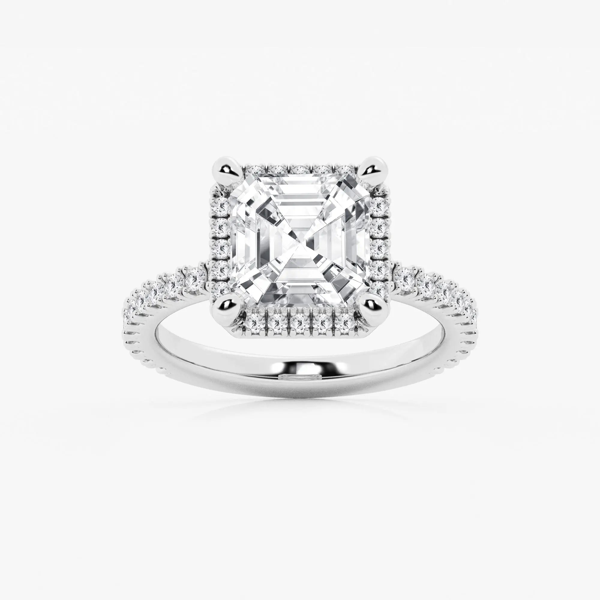Elegant Asscher Lab Grown Diamond Halo Engagement Ring