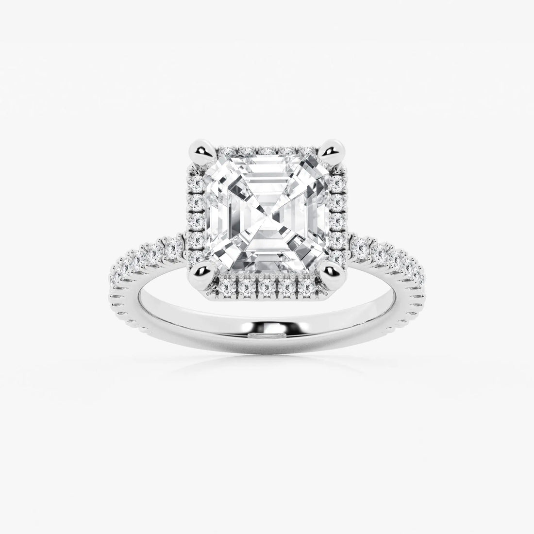 Elegant Asscher Lab Grown Diamond Halo Engagement Ring