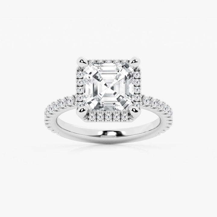 Elegant Asscher Lab Grown Diamond Halo Engagement Ring