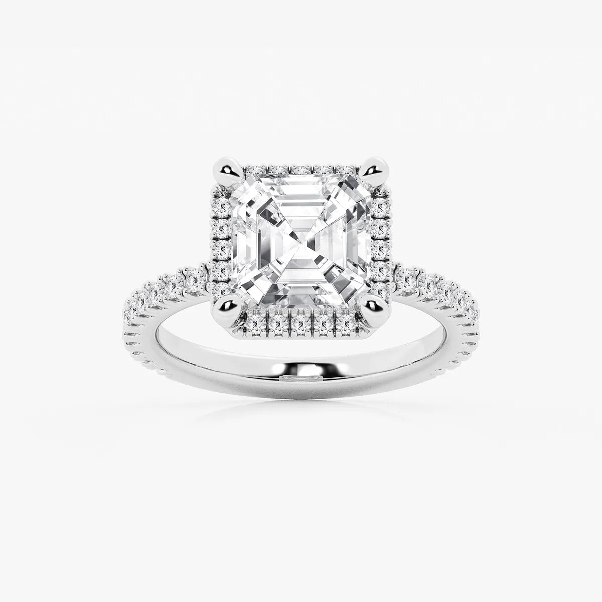 Elegant Asscher Lab Grown Diamond Halo Engagement Ring