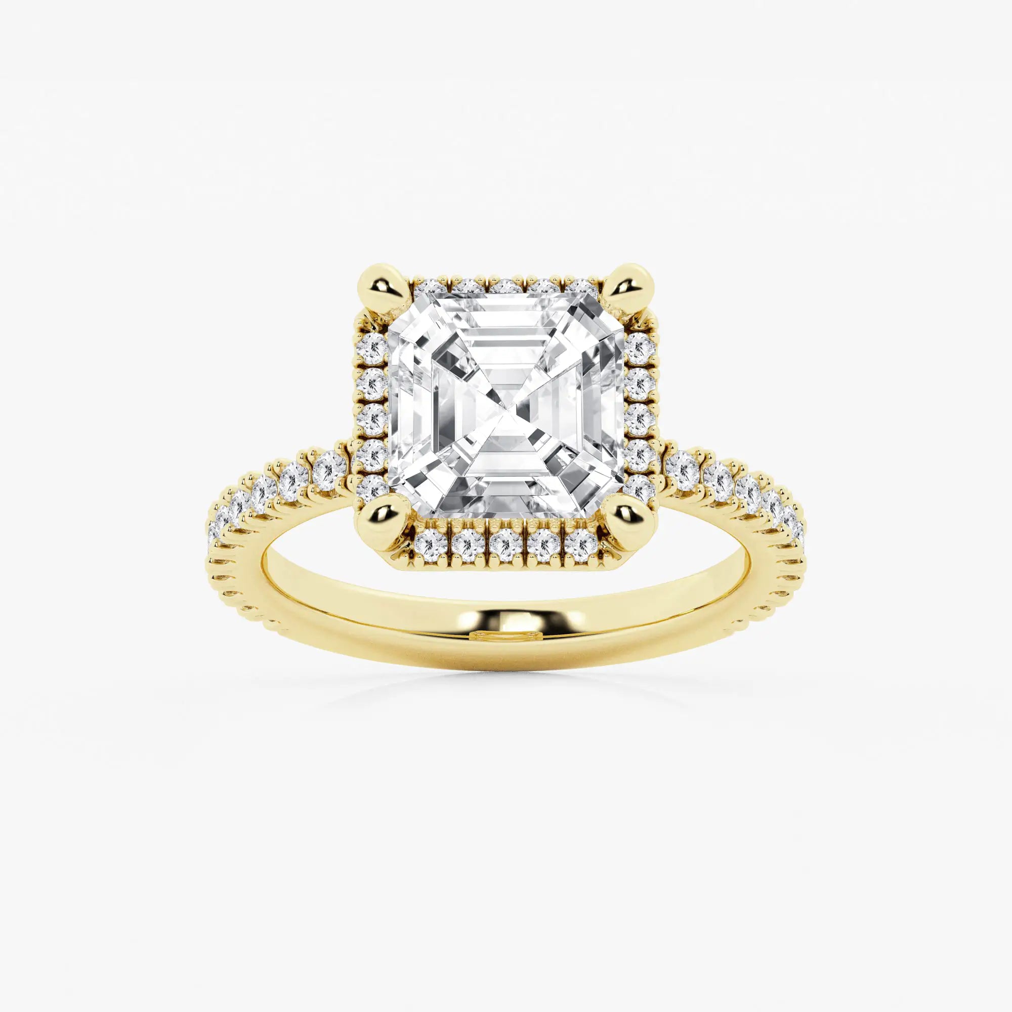 Elegant Asscher Lab Grown Diamond Halo Engagement Ring