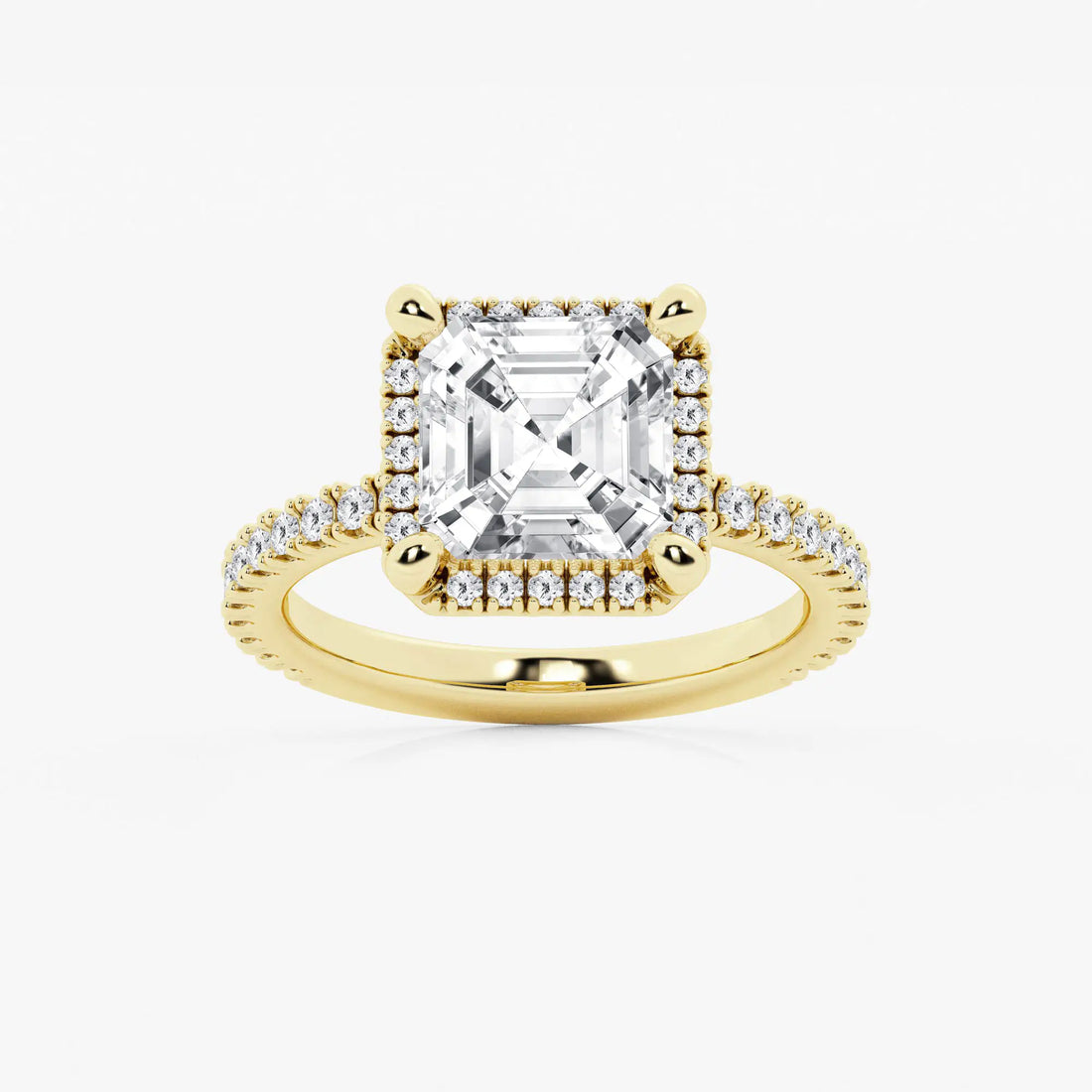 Elegant Asscher Lab Grown Diamond Halo Engagement Ring