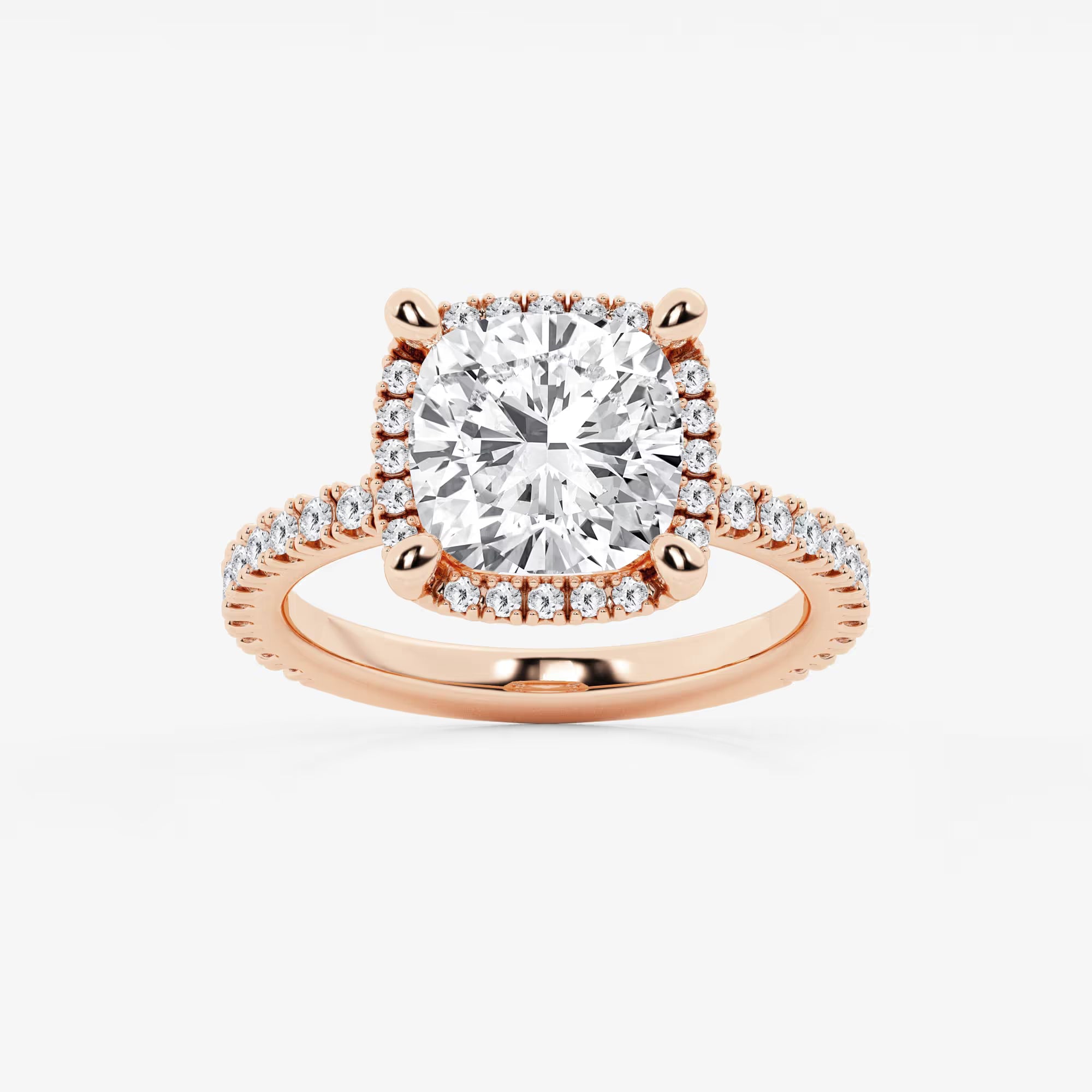 Cushion Lab Grown Diamond Hidden Halo Engagement Ring