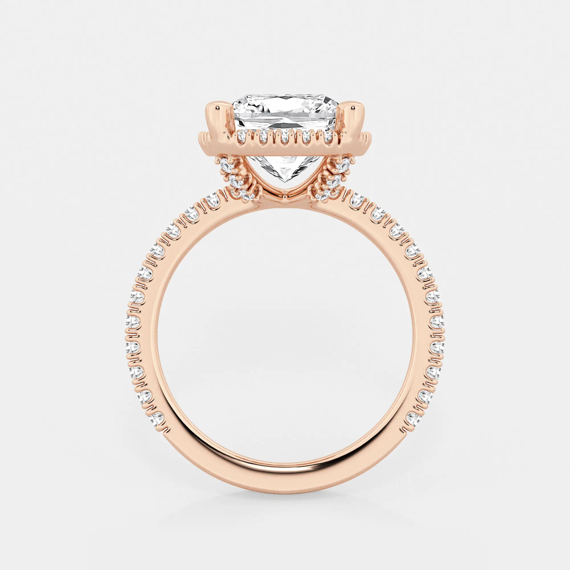 Cushion Lab Grown Diamond Hidden Halo Engagement Ring
