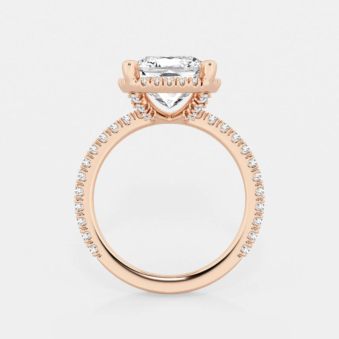 Cushion Lab Grown Diamond Hidden Halo Engagement Ring