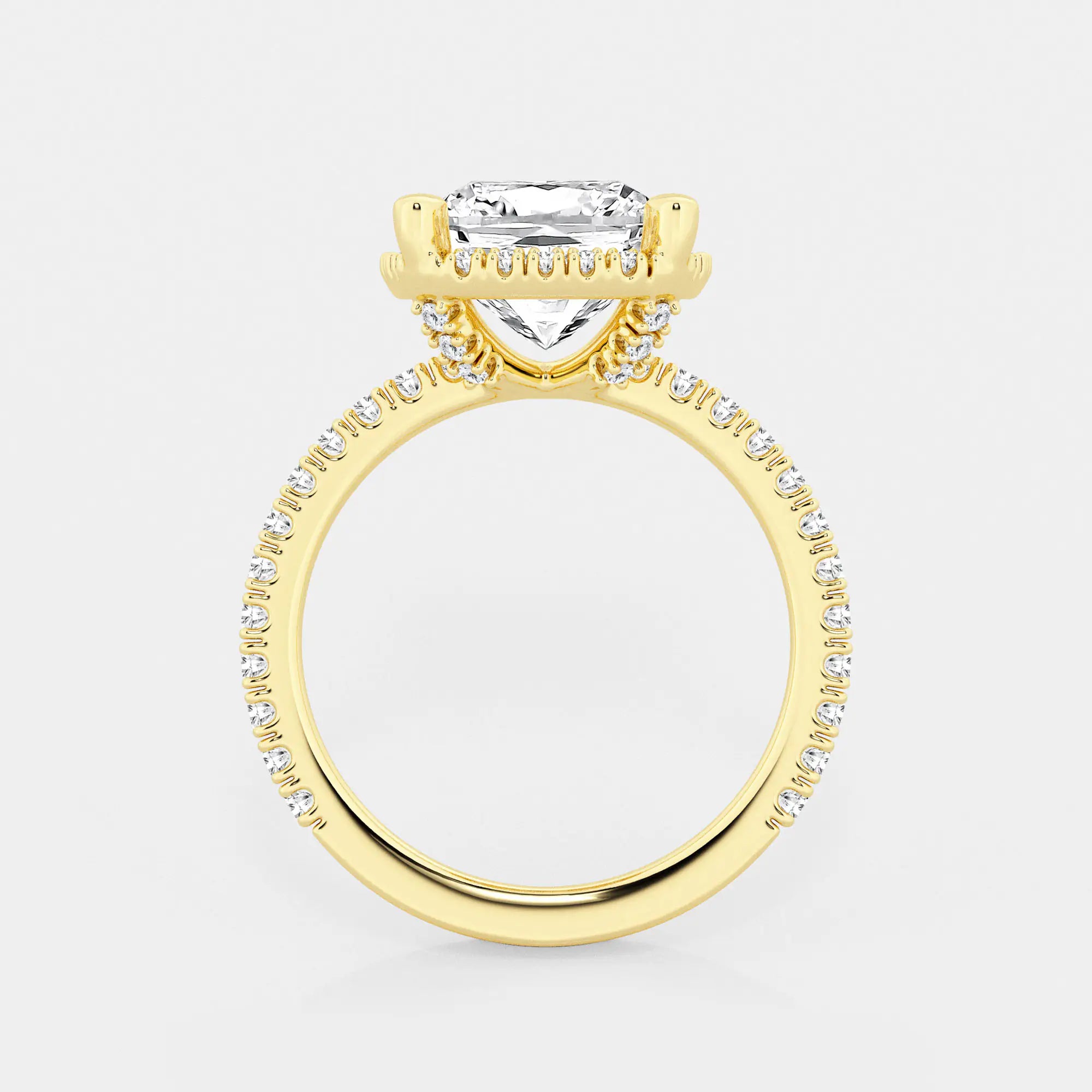 Cushion Lab Grown Diamond Hidden Halo Engagement Ring