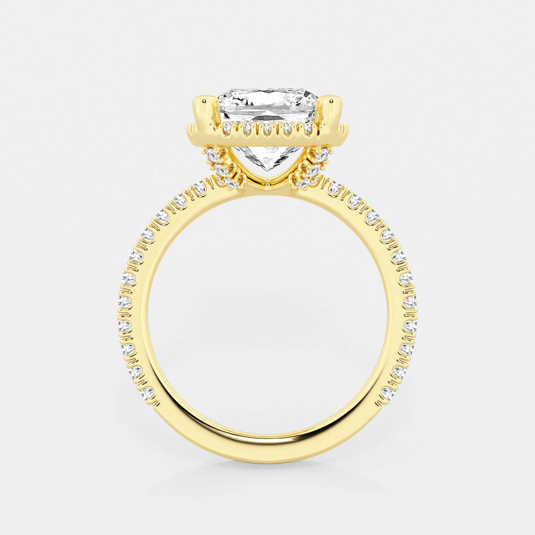 Cushion Lab Grown Diamond Hidden Halo Engagement Ring