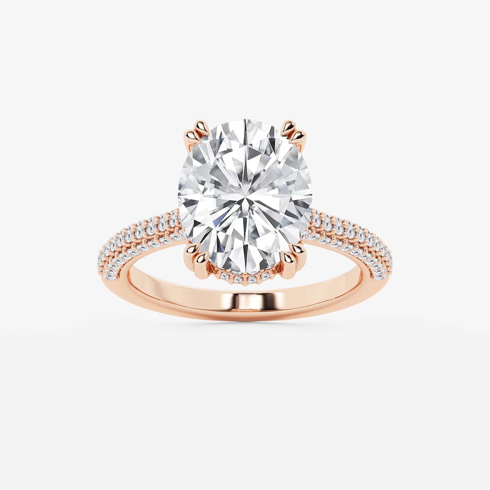 Oval Cut Lab-Grown Diamond Multi-Row Pavé Engagement Ring