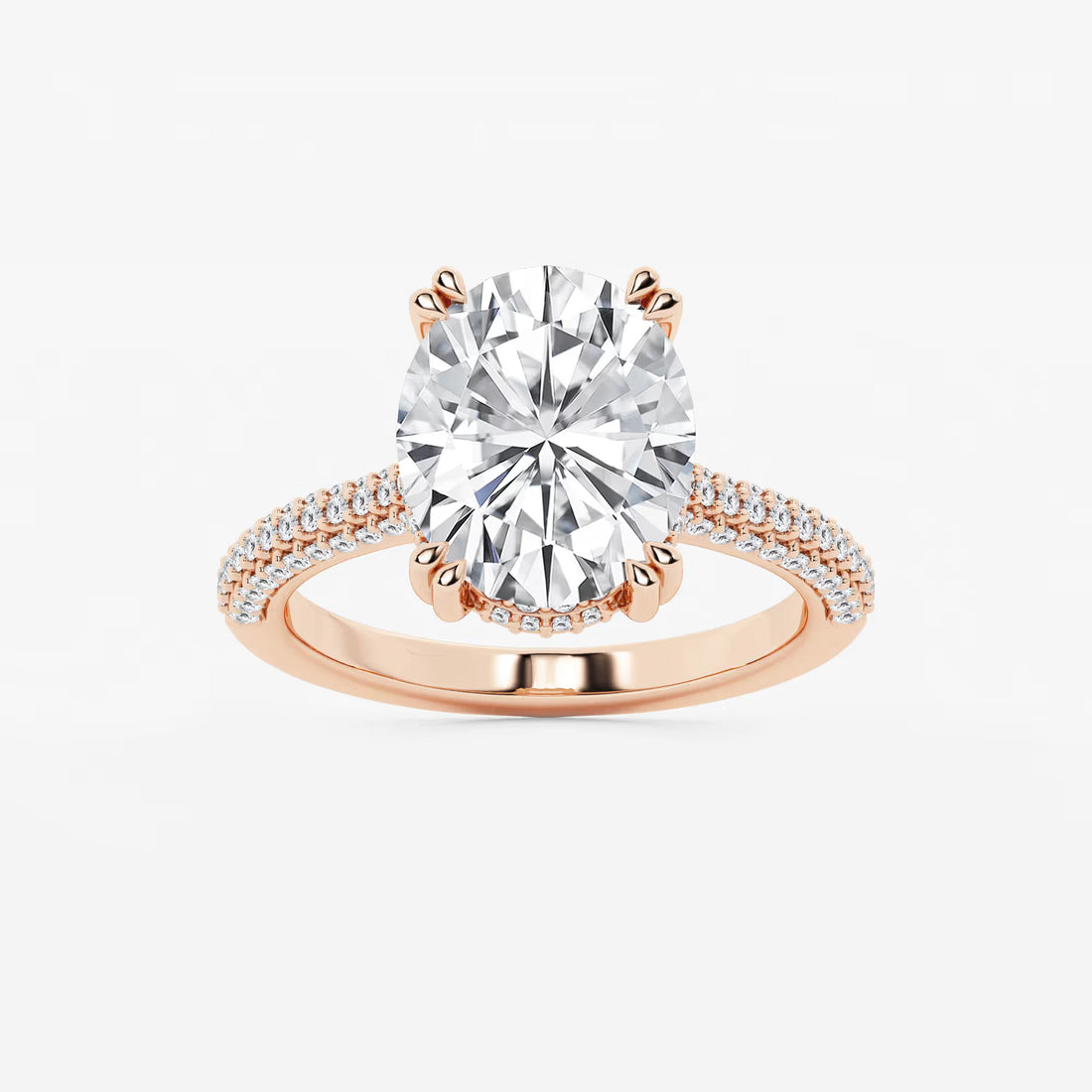 Oval Cut Lab-Grown Diamond Multi-Row Pavé Engagement Ring