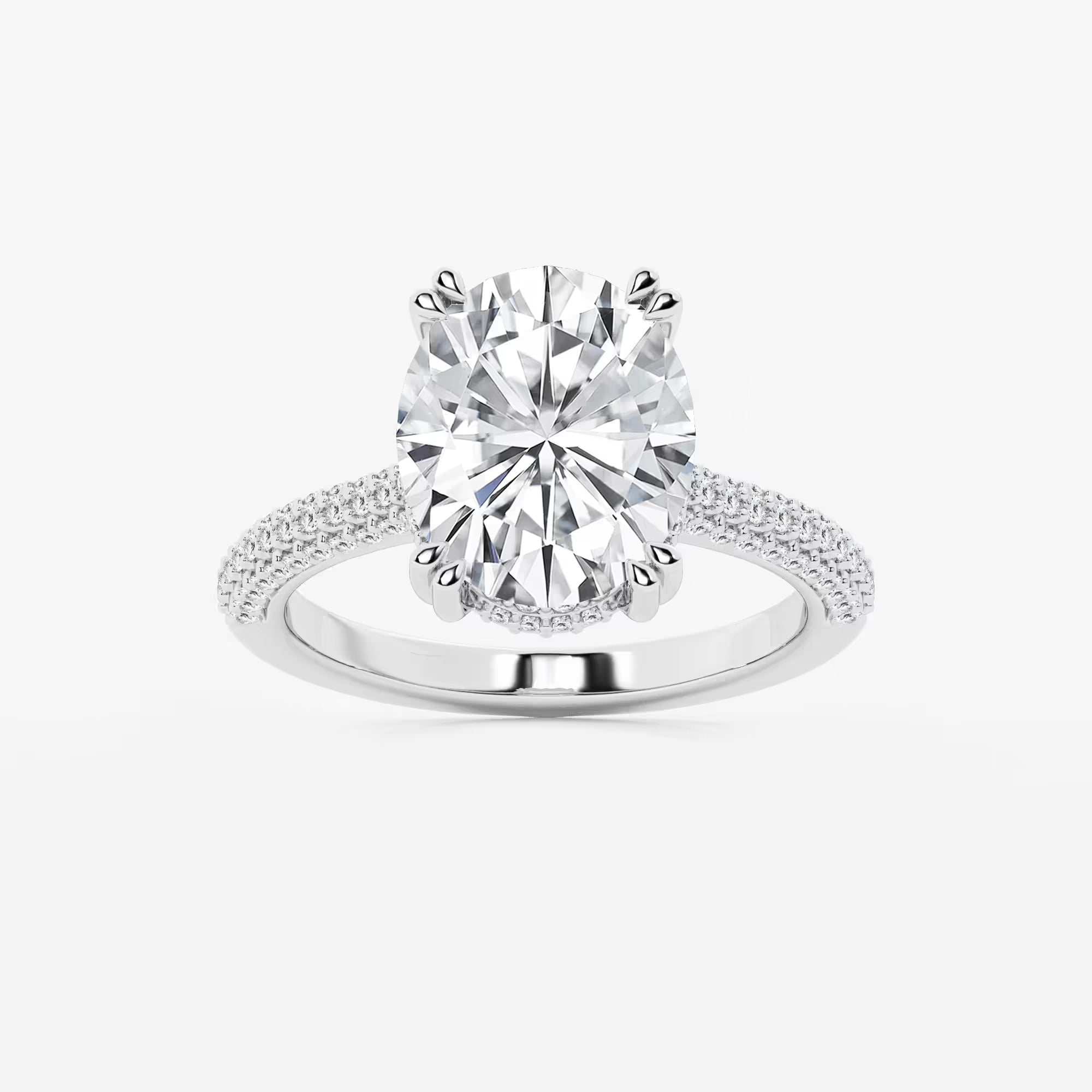 Oval Cut Lab-Grown Diamond Multi-Row Pavé Engagement Ring