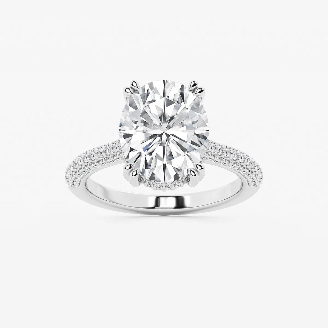 Oval Cut Lab-Grown Diamond Multi-Row Pavé Engagement Ring