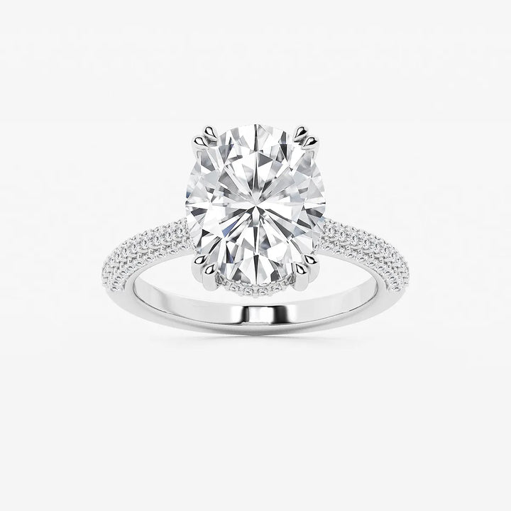 Oval Cut Lab-Grown Diamond Multi-Row Pavé Engagement Ring