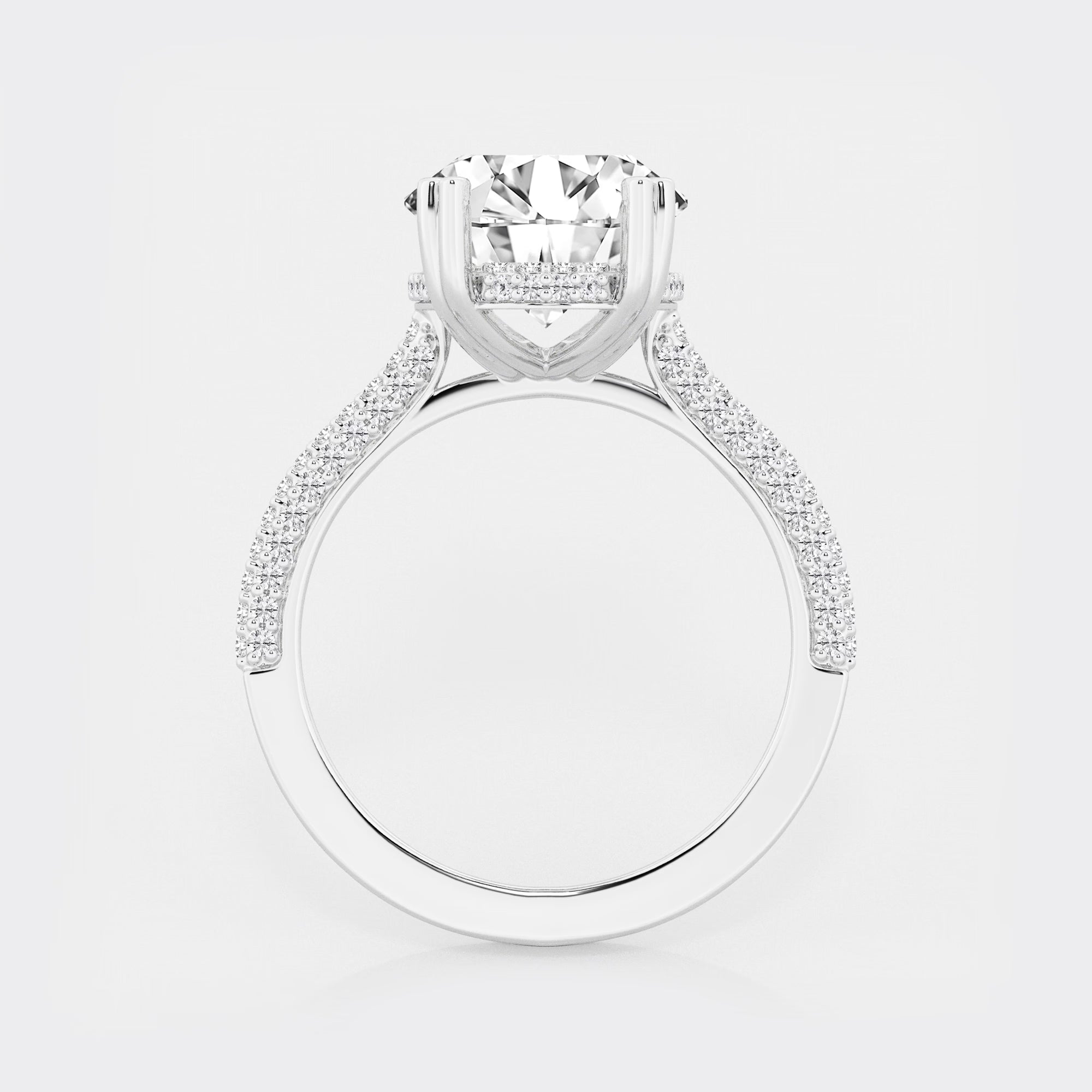 Oval Cut Lab-Grown Diamond Multi-Row Pavé Engagement Ring