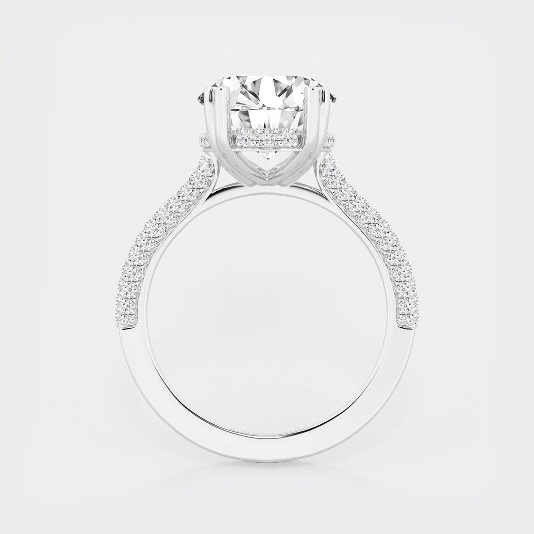 Oval Cut Lab-Grown Diamond Multi-Row Pavé Engagement Ring