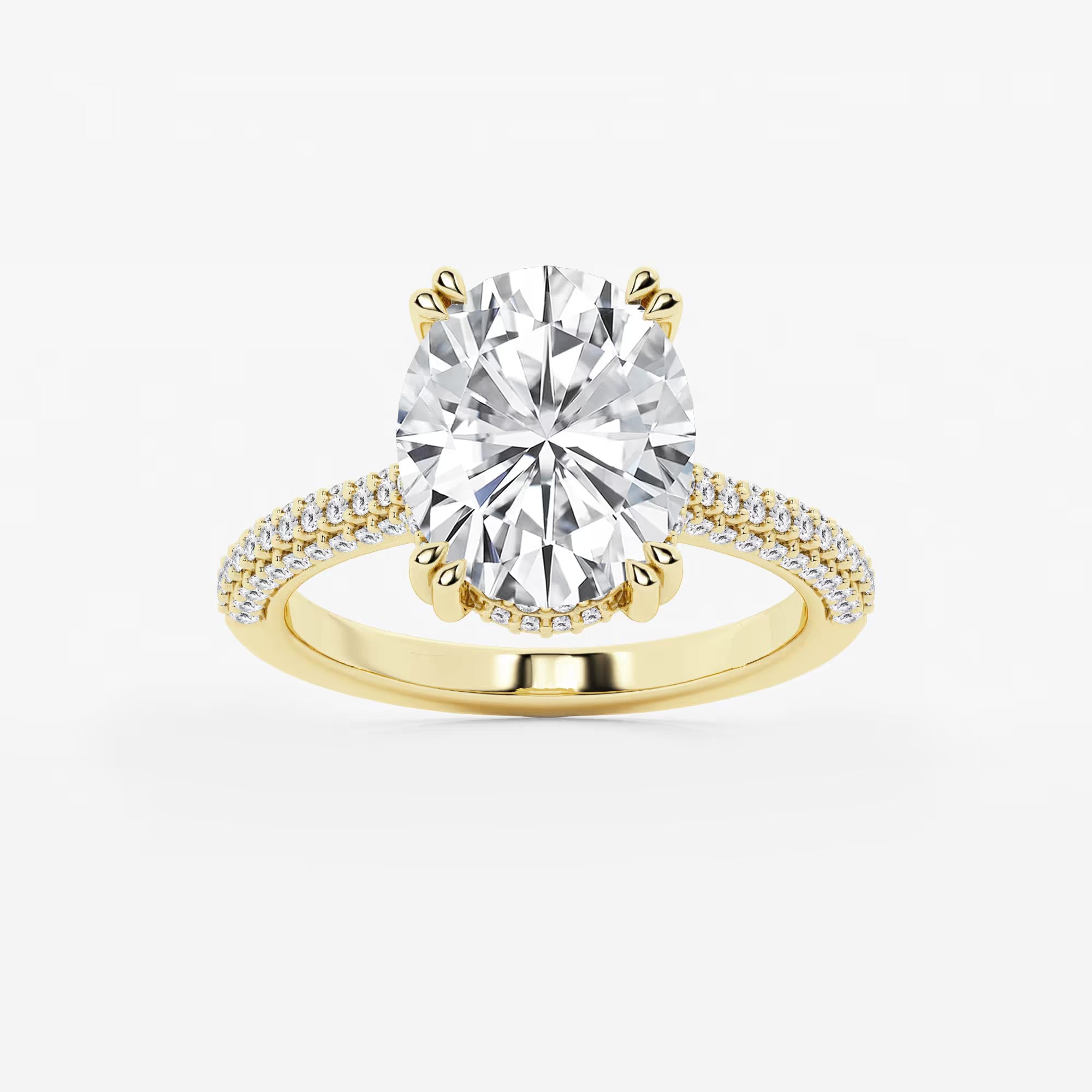 Oval Cut Lab-Grown Diamond Multi-Row Pavé Engagement Ring