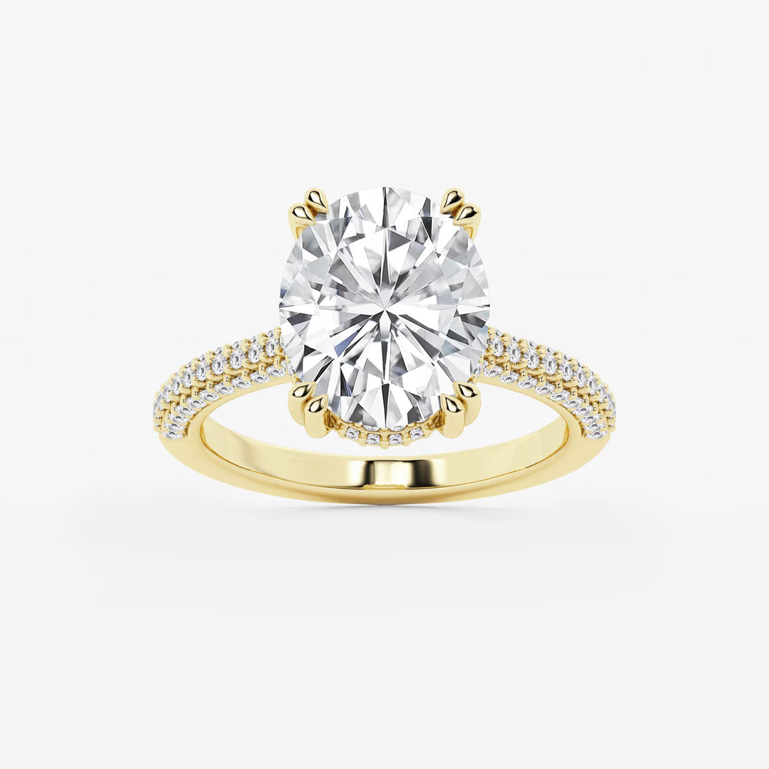 Oval Cut Lab-Grown Diamond Multi-Row Pavé Engagement Ring