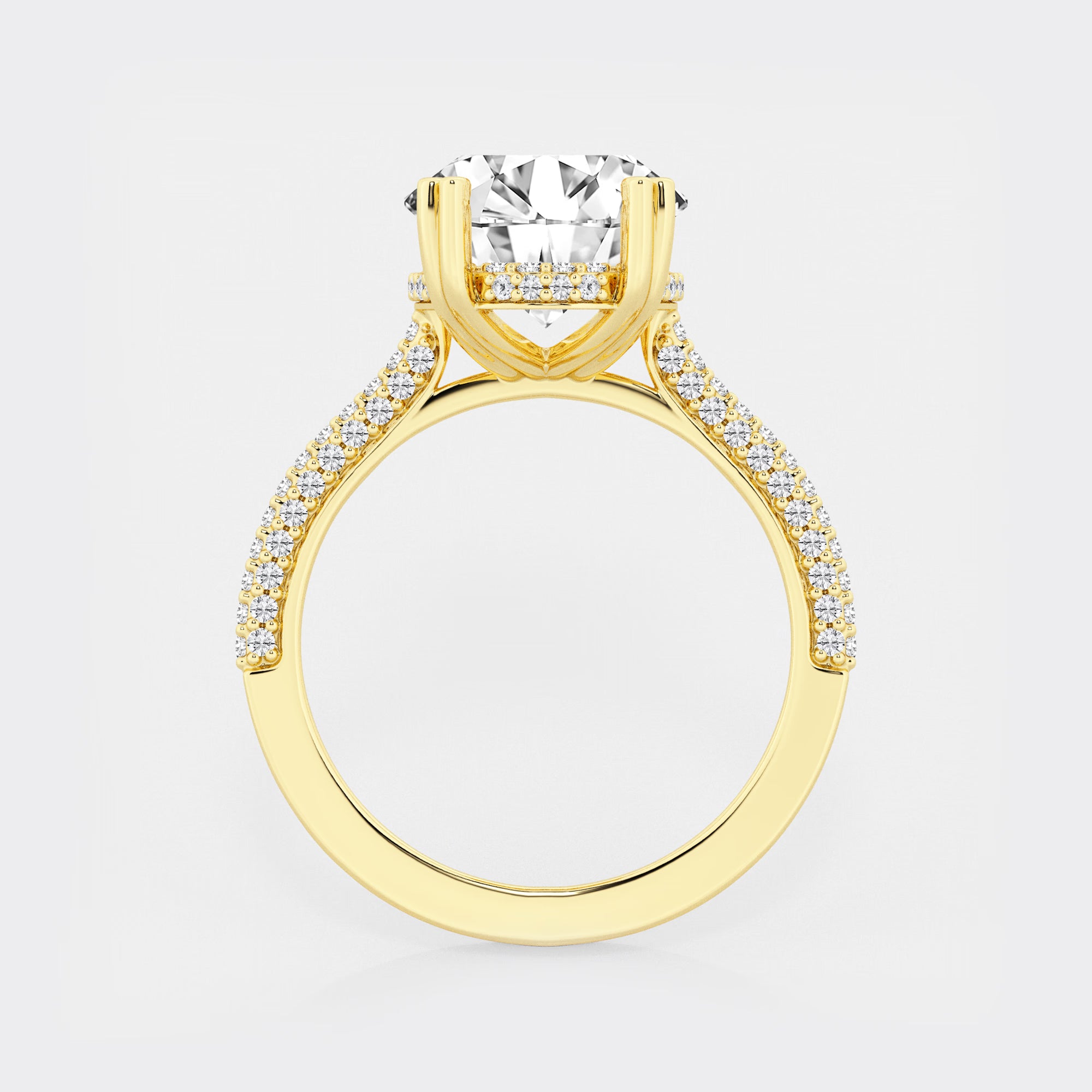 Oval Cut Lab-Grown Diamond Multi-Row Pavé Engagement Ring