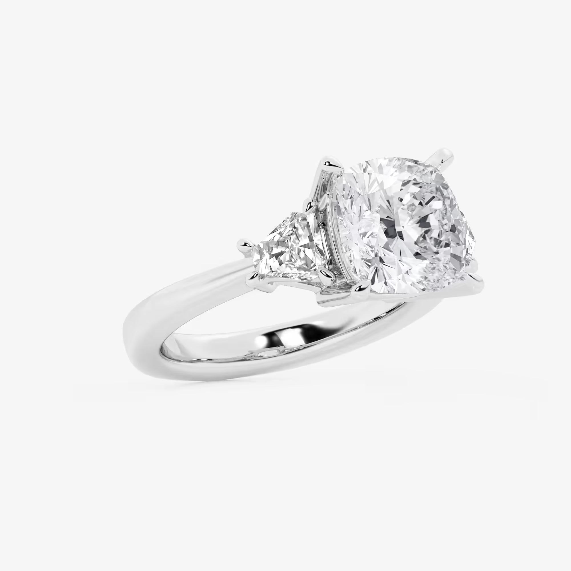 Heart Shape Lab Grown Diamond Side Stone Engagement Ring