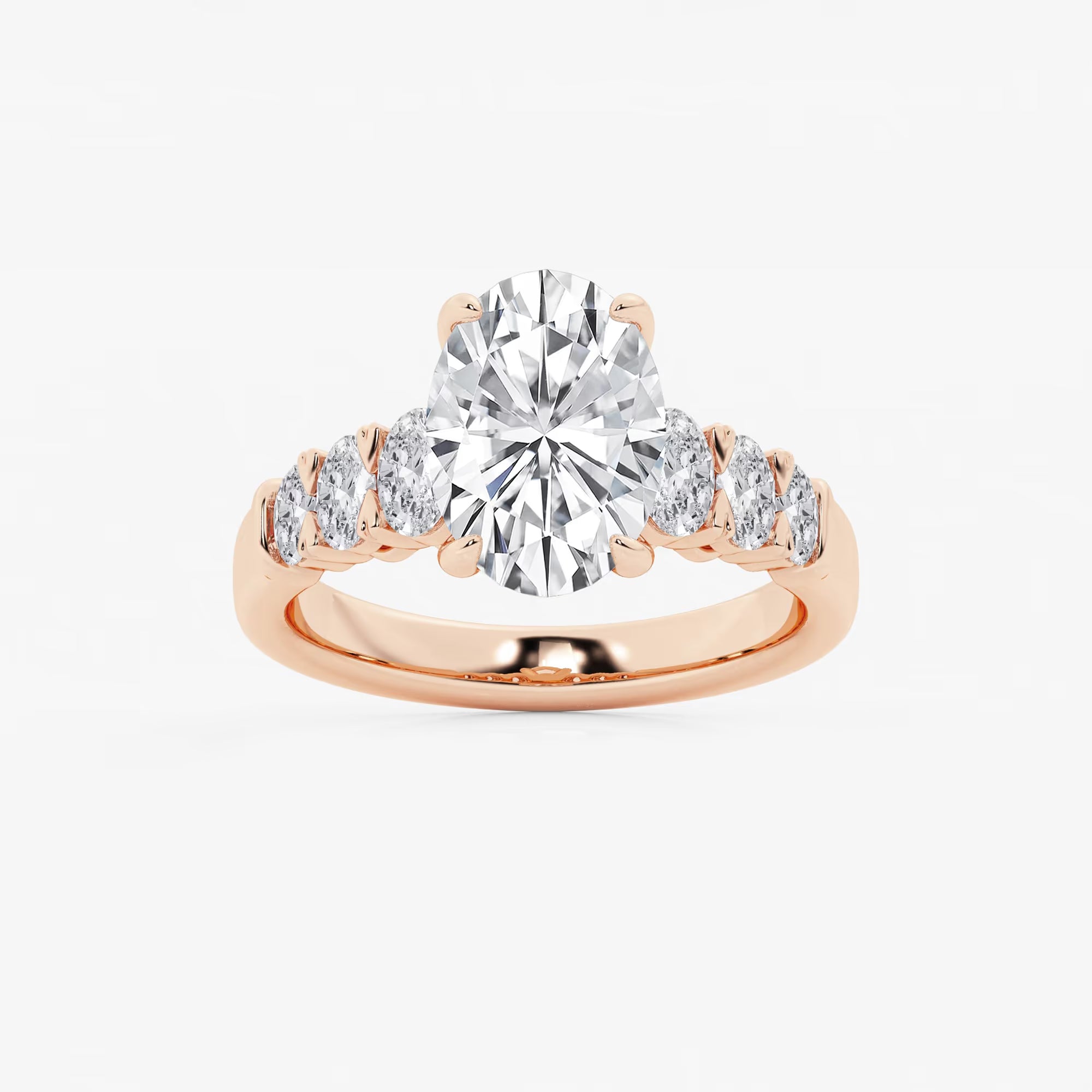 Luminara Graduated Elegance Oval Lab Grown Diamond Engagement Ring