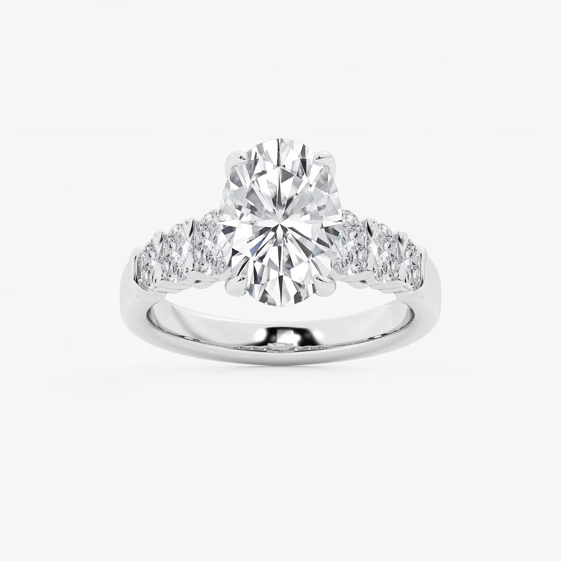 Luminara Graduated Elegance Oval Lab Grown Diamond Engagement Ring