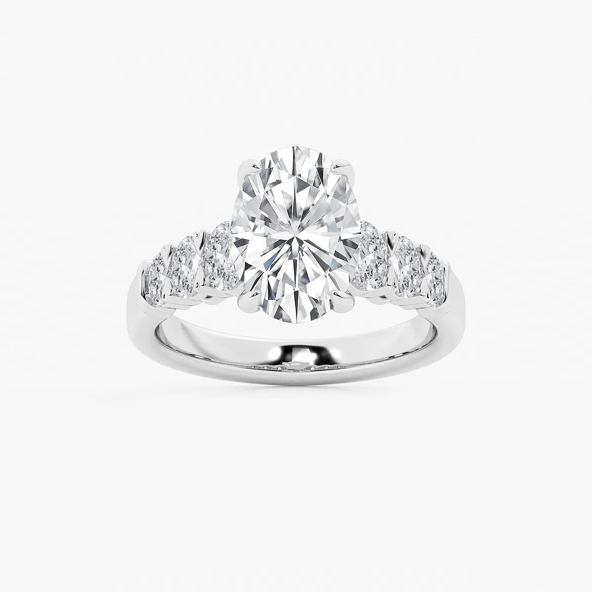 Luminara Graduated Elegance Oval Lab Grown Diamond Engagement Ring