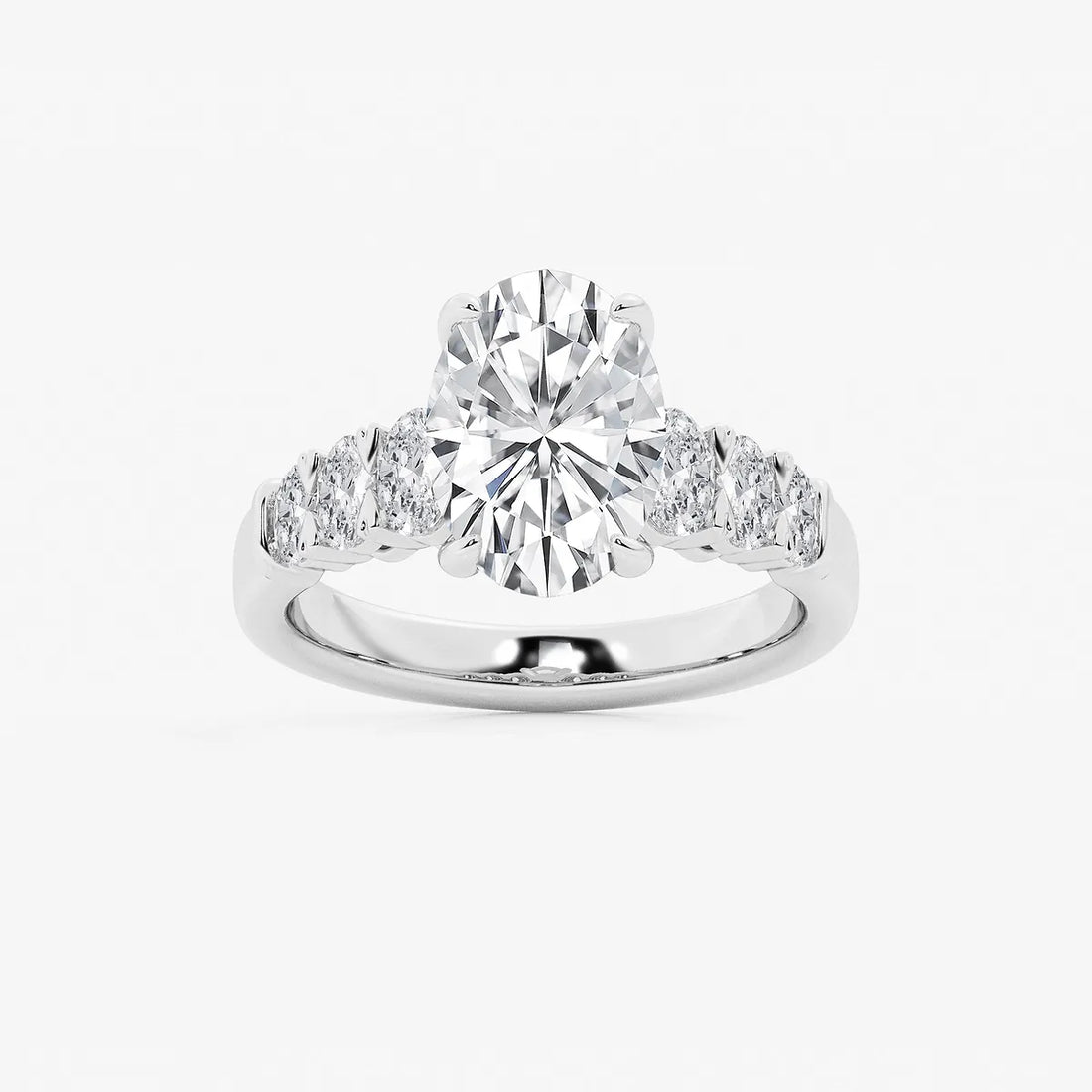 Luminara Graduated Elegance Oval Lab Grown Diamond Engagement Ring