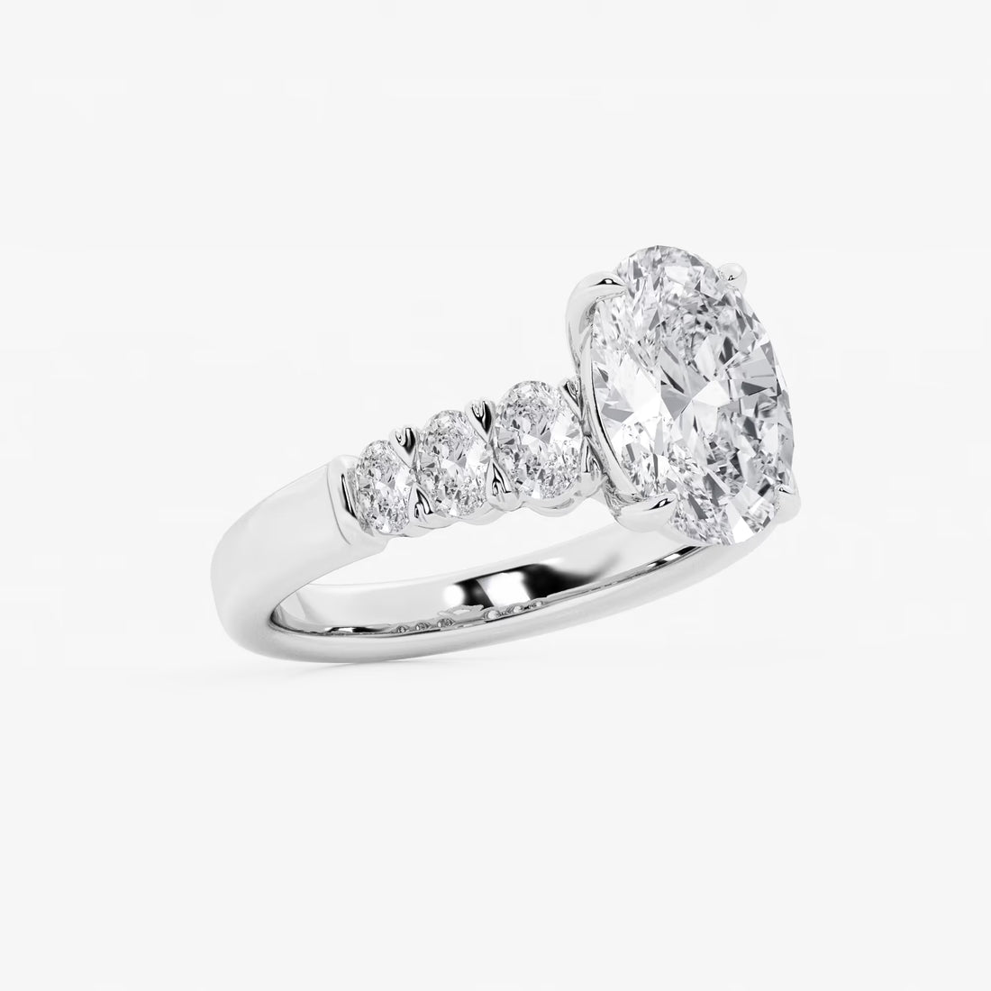 Luminara Graduated Elegance Oval Lab Grown Diamond Engagement Ring