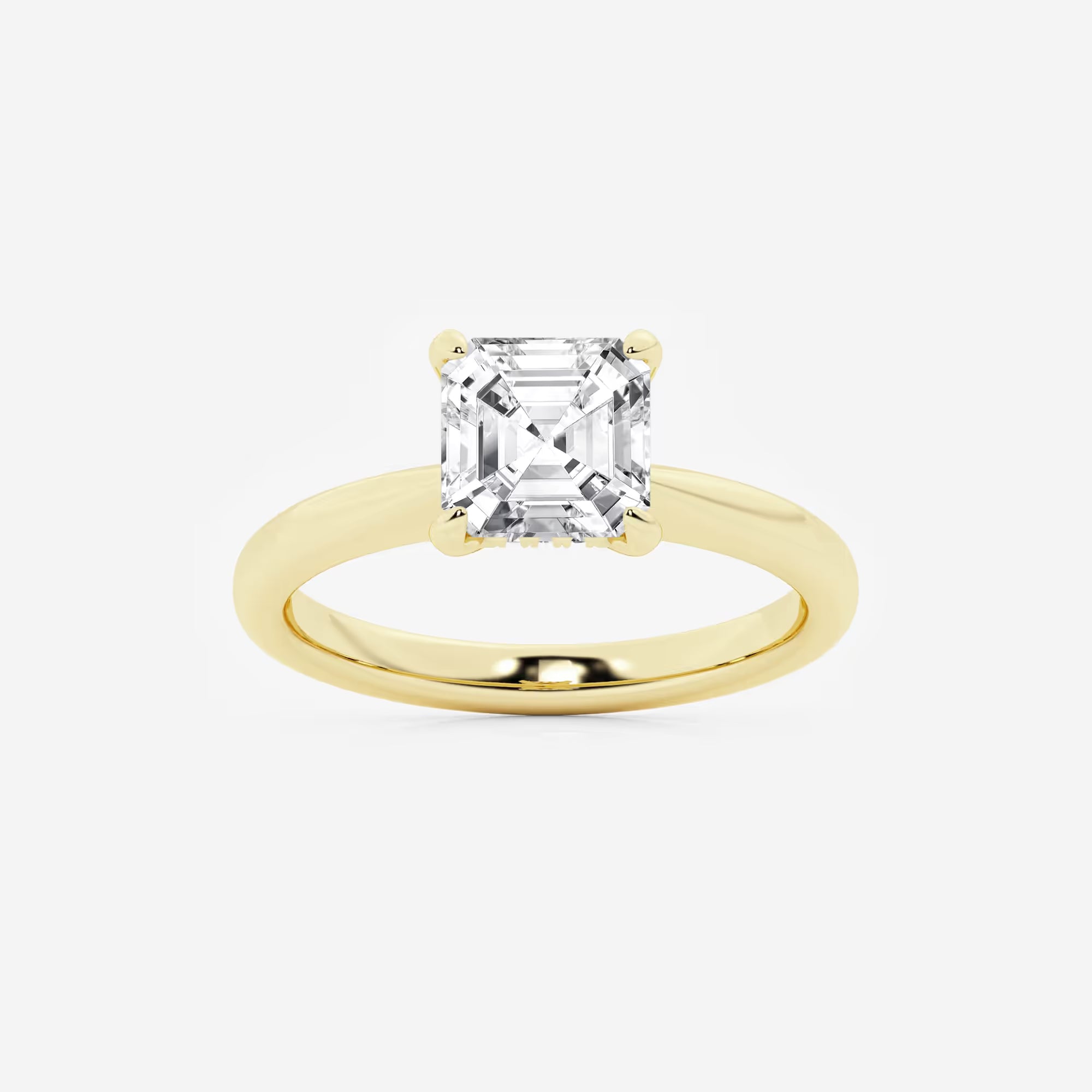 Celestia Asscher Lab Grown Diamond Hidden Halo Engagement Ring