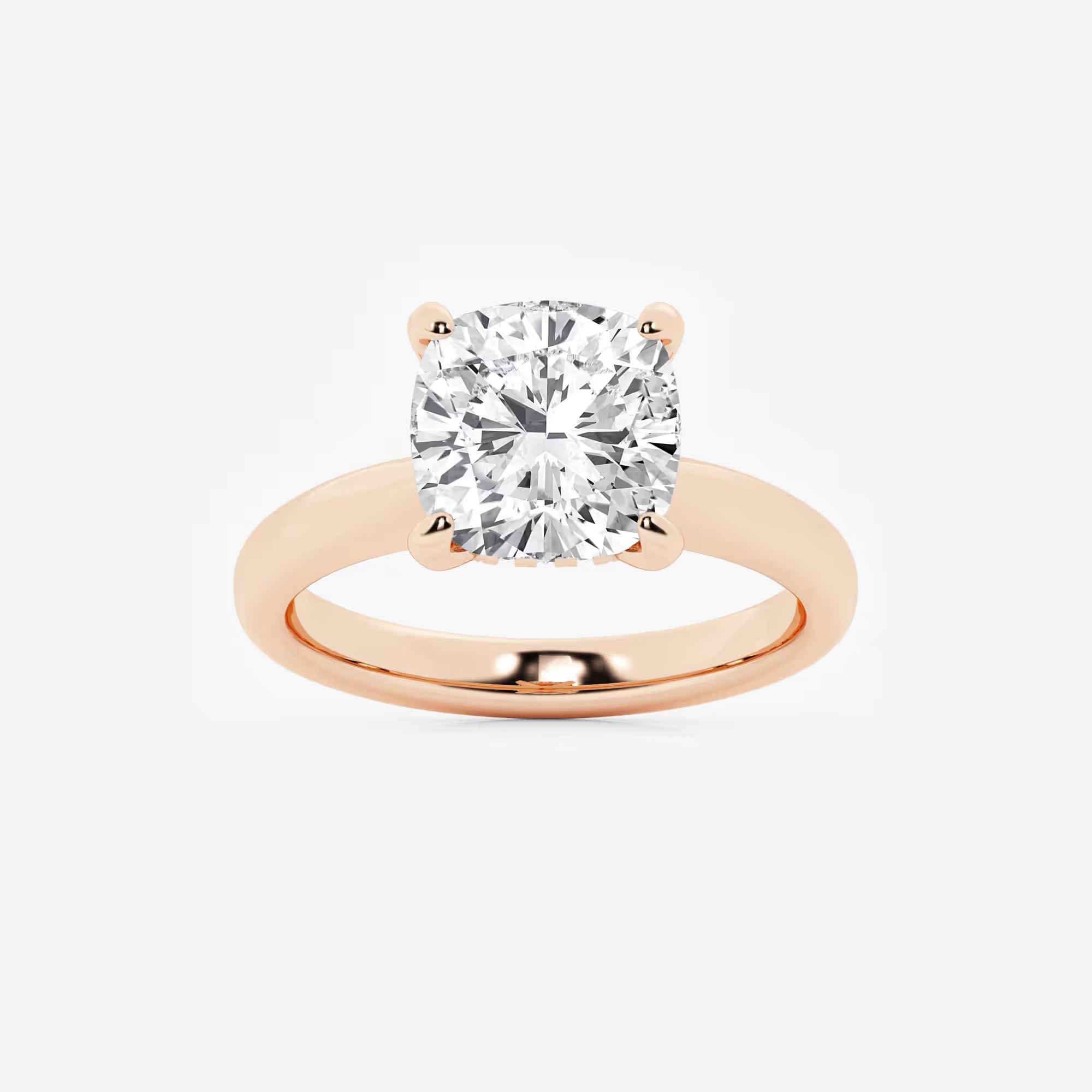 Cushion Lab Grown Diamond Hidden Halo Engagement Ring