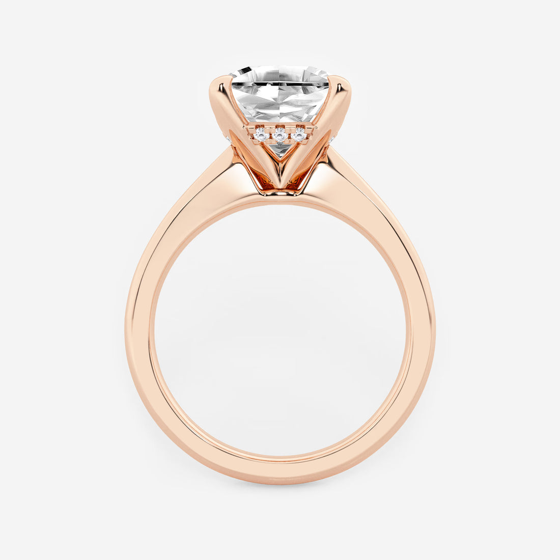 Cushion Lab Grown Diamond Hidden Halo Engagement Ring