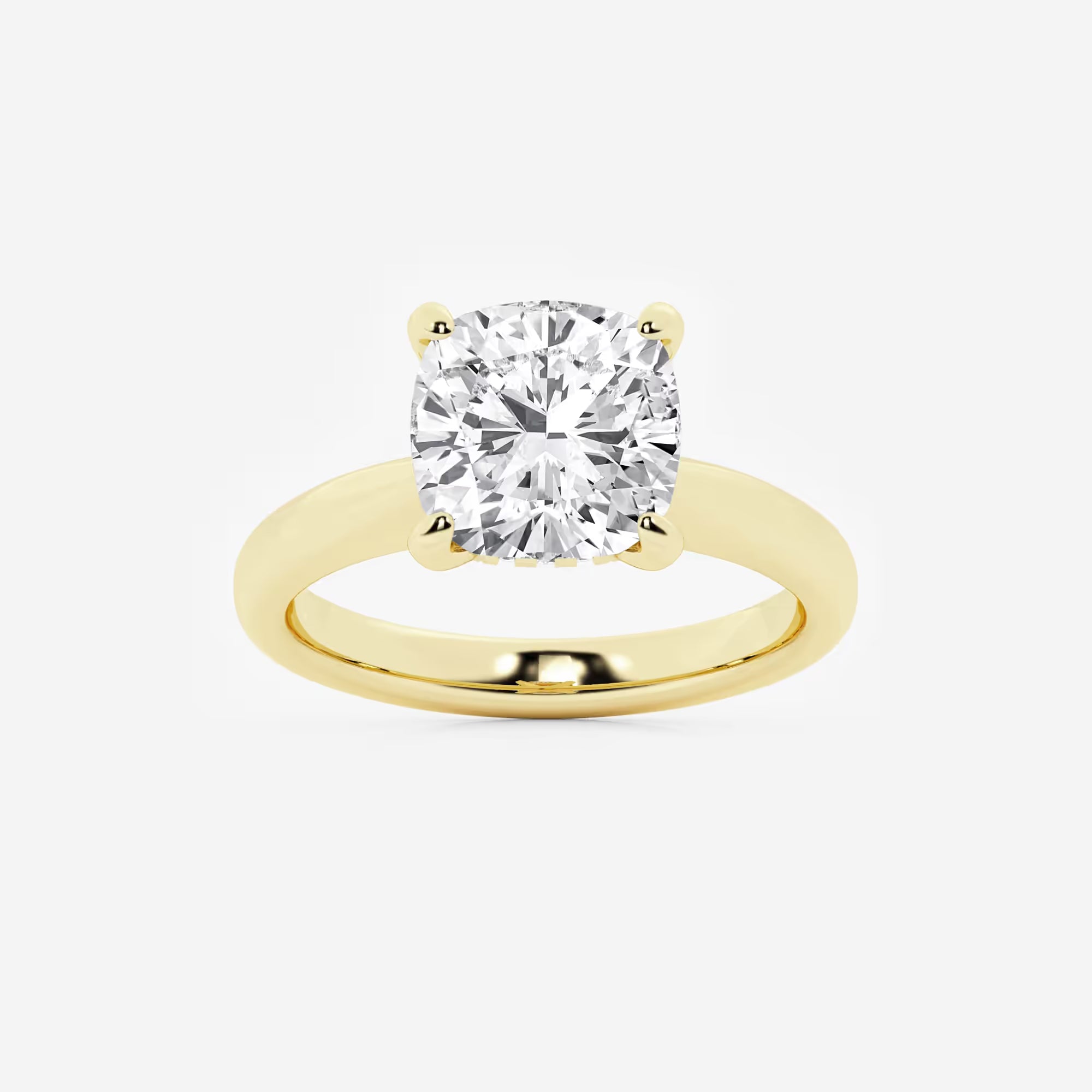 Cushion Lab Grown Diamond Hidden Halo Engagement Ring